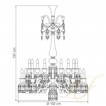 Люстра на 18 свечей (длинный) 136 x 102см коллекции Zenith Flou бренда Baccarat