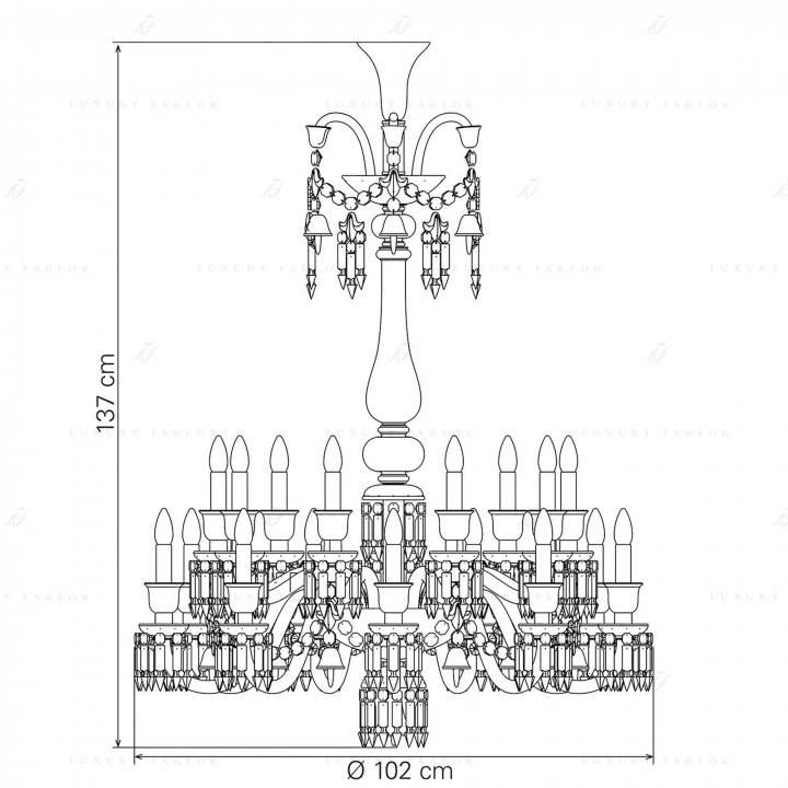 Люстра на 18 свечей (длинный) 136 x 102см коллекции Zenith Flou бренда Baccarat