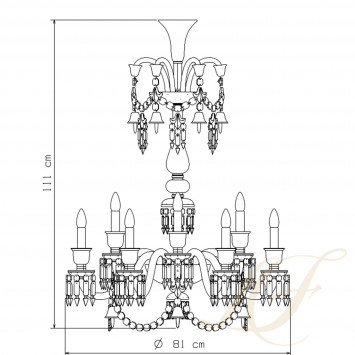 Люстра на 12 свечей (длинный) 111 x 81см коллекции Zenith Flou бренда Baccarat