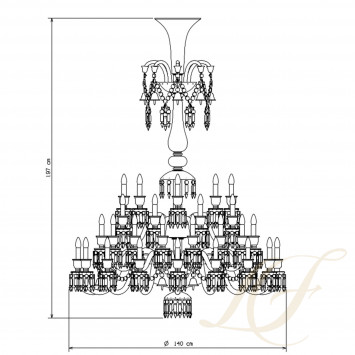 Люстра на 48 свечей 197 x 140см коллекции Zenith Flou бренда Baccarat