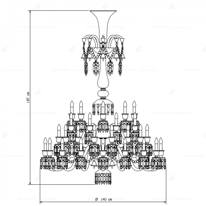 Люстра на 48 свечей 197 x 140см коллекции Zenith Flou бренда Baccarat