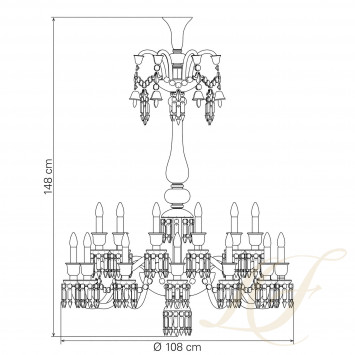 Люстра на 24 свечей (длинный) 148 x 108см коллекции Zenith Flou бренда Baccarat