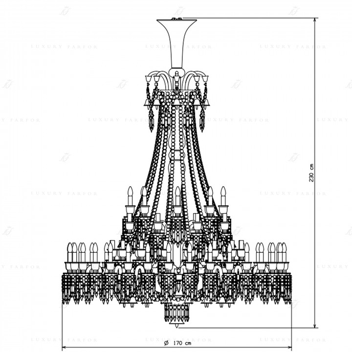 Люстра на 64 свечей 230 x 170см коллекции Zenith Charleston бренда Baccarat