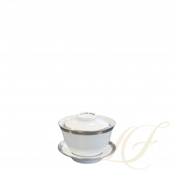 Чаша с блюдцем и с крышкой 100мл коллекции Athena Platine бренда Bernardaud