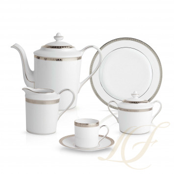 Кофейный сервиз на 6 персон коллекции Athena Platine бренда Bernardaud