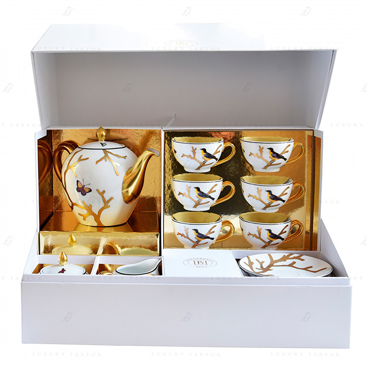 Чайный сервиз на 6 персон 15 предметов коллекции Aux Oiseaux бренда Bernardaud