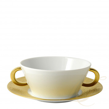 Чаша суповая с блюдцем 250мл коллекции Ecume Or бренда Bernardaud