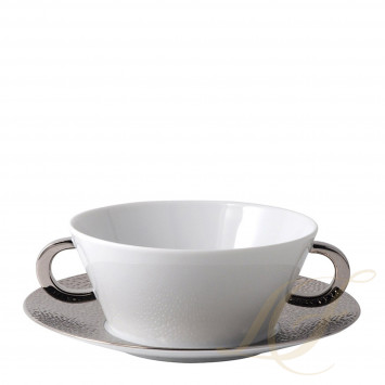 Чаша суповая с блюдцем 250мл коллекции Ecume Platine бренда Bernardaud