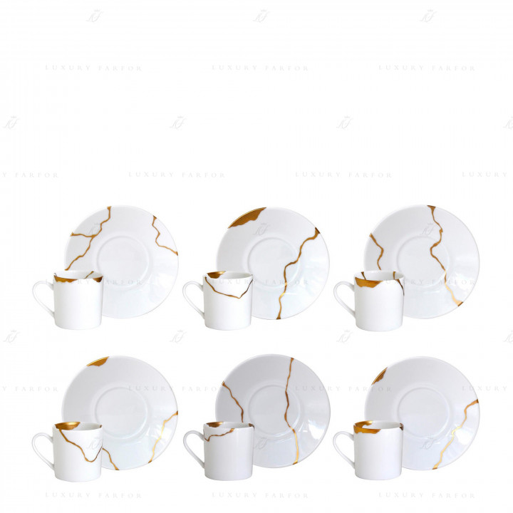 Чашка эспрессо с блюдцем 80мл, 6шт. коллекции Kintsugi - Sarkis бренда Bernardaud