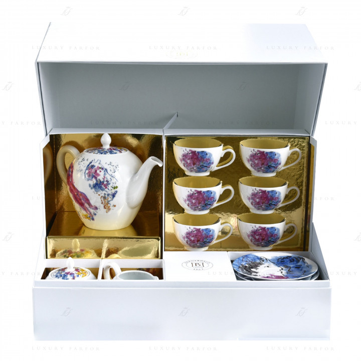 Чайный сервиз на 6 персон 15 предметов коллекции Les Bouquets de Fleurs - Marc Chagall бренда Bernardaud