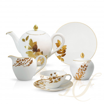 Чайный сервиз на 6 персон коллекции Vegetal Or бренда Bernardaud