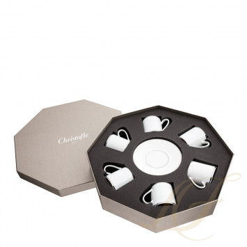 Чашка эспрессо с блюдцем в подарочной упаковке, 6 шт. 0,1л коллекции Albi Platin бренда Christofle