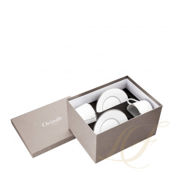 Чашка чайная / кофейная с блюдцем в подарочной упаковке, 2 шт. 0,2л коллекции Albi Platin бренда Christofle