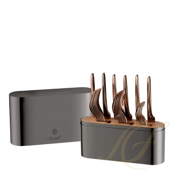 Набор столовых приборов на 6 персон, 24 предметов  коллекции Concorde Variations - черный + L'Ame - медный 