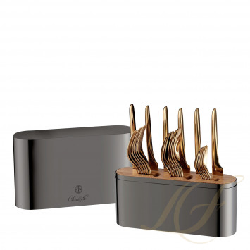 Набор столовых приборов на 6 персон, 24 предметов  коллекции Concorde Variations - черный + L'Ame - золотой 