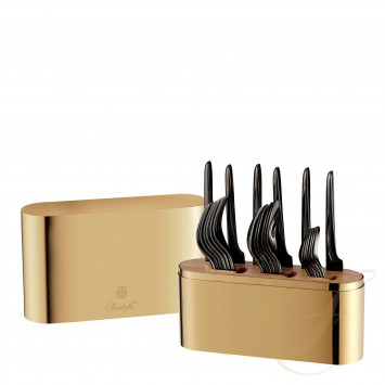 Набор столовых приборов на 6 персон, 24 предметов  коллекции Concorde Variations - золотой + L'Ame - черный 