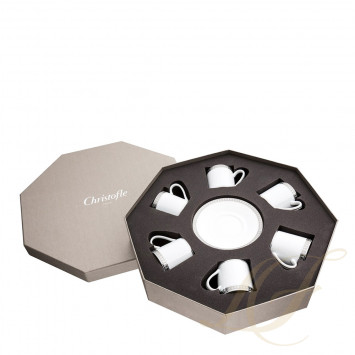 Чашка эспрессо с блюдцем в подарочной упаковке, 6 шт. 0,1л коллекции Malmaison Platin бренда Christofle