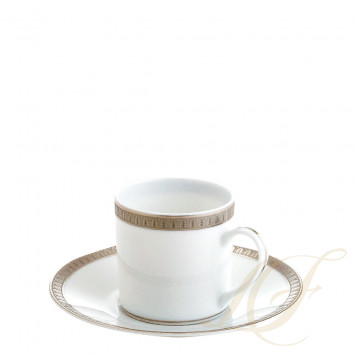 Чашка чайная / кофейная с блюдцем в подарочной упаковке, 2 шт. 0,2л коллекции Malmaison Platin бренда Christofle