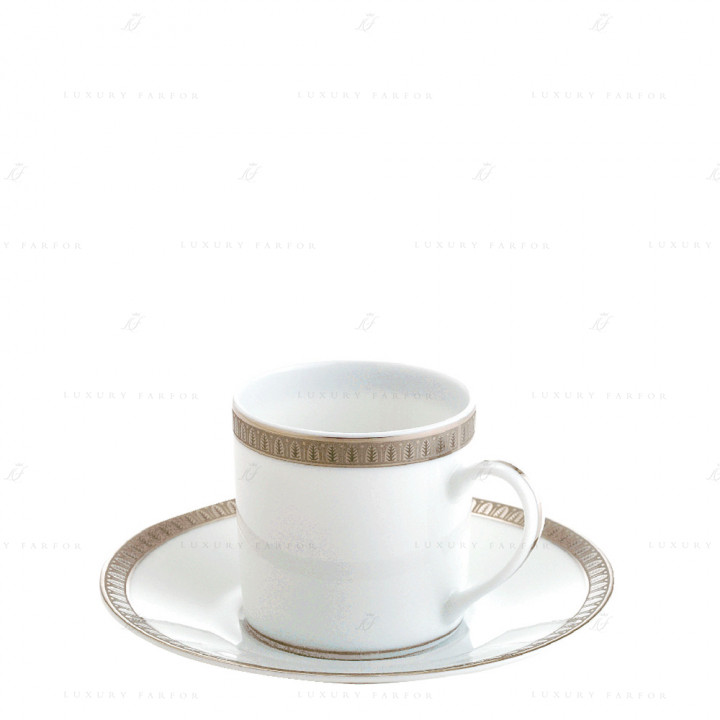 Чашка чайная / кофейная с блюдцем в подарочной упаковке, 2 шт. 0,2л коллекции Malmaison Platin бренда Christofle