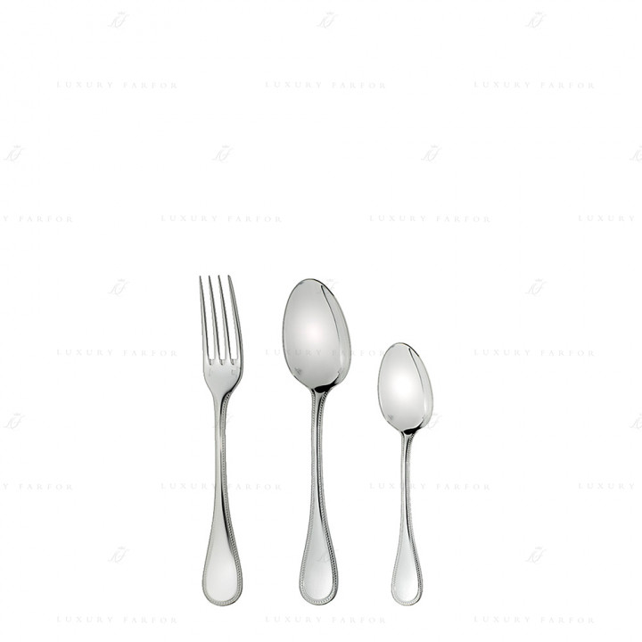 Вилка, ложка и чайная ложка для новорожденных коллекции Perles 