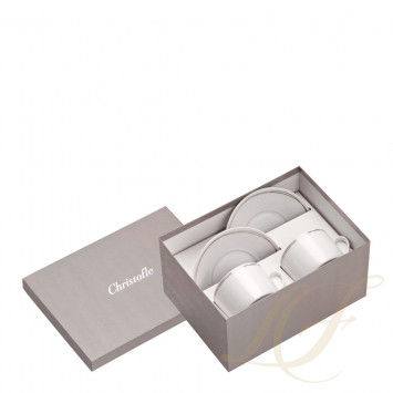 Чашка чайная / кофейная с блюдцем в подарочной упаковке, 2 шт. 0,2л коллекции Vertigo бренда Christofle