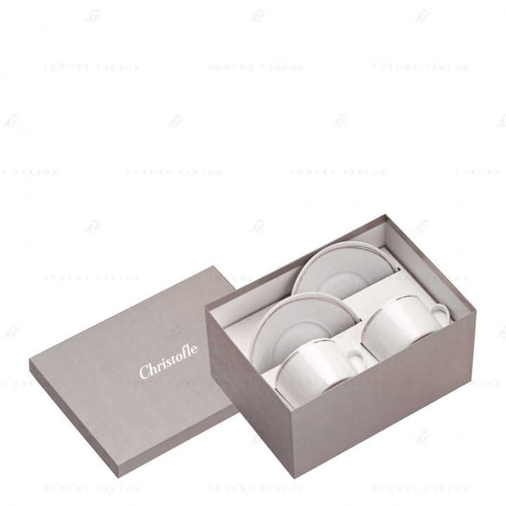 Чашка чайная / кофейная с блюдцем в подарочной упаковке, 2 шт. 0,2л коллекции Vertigo бренда Christofle