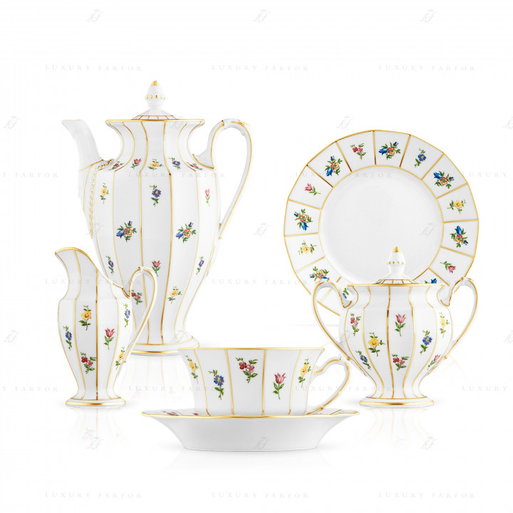 Кофейный сервиз на 6 персон коллекции Grecque Mille Fleurs бренда Fürstenberg