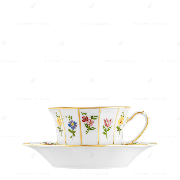 Чашка эспрессо с блюдцем 0,08л коллекции Grecque Mille Fleurs бренда Fürstenberg