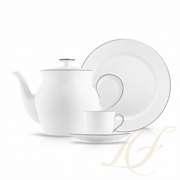 Столовый сервиз на 6 персон, 22 предмета коллекции Wagenfeld Schwarze Linie бренда Fürstenberg