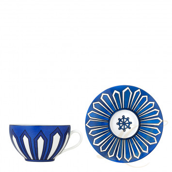 Чашка для завтрака с блюдцем 370мл коллекции Bleus d'Ailleurs бренда Hermes