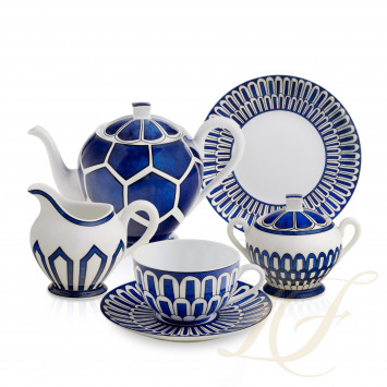 Чайный сервиз на 6 персон коллекции Bleus d'Ailleurs бренда Hermes