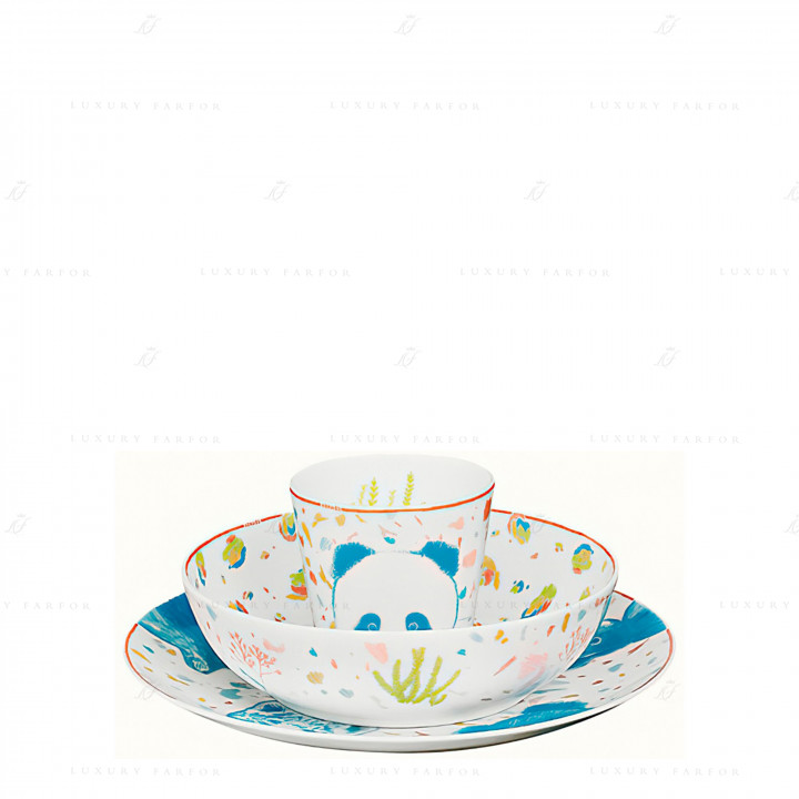 Набор (Десертная тарелка, чаша для мюсли, чашка) коллекции Passe Passe бренда Hermes
