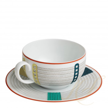 Чашка для завтрака с блюдцем 350мл коллекции Tressages Equestres бренда Hermes