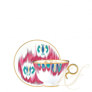 Чашка чайная с блюдцем 240мл коллекции Voyage en Ikat бренда Hermes
