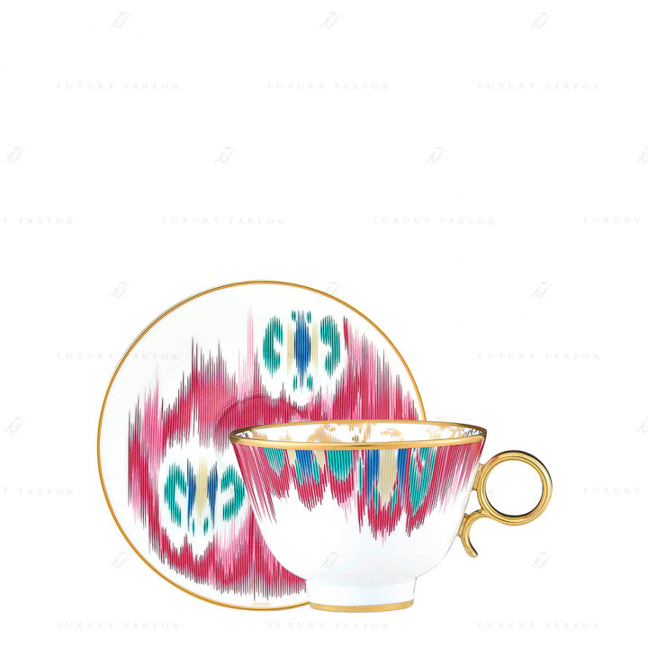 Чашка чайная с блюдцем 240мл коллекции Voyage en Ikat бренда Hermes