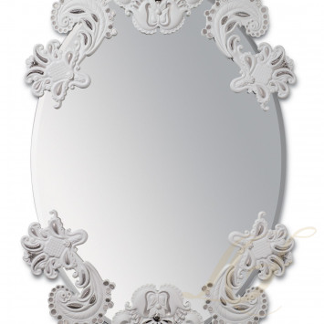 Зеркало овальное без рамки (белый / серебристый) 92 x 53см коллекции Mirrors (Лимитированная серия) бренда Lladro