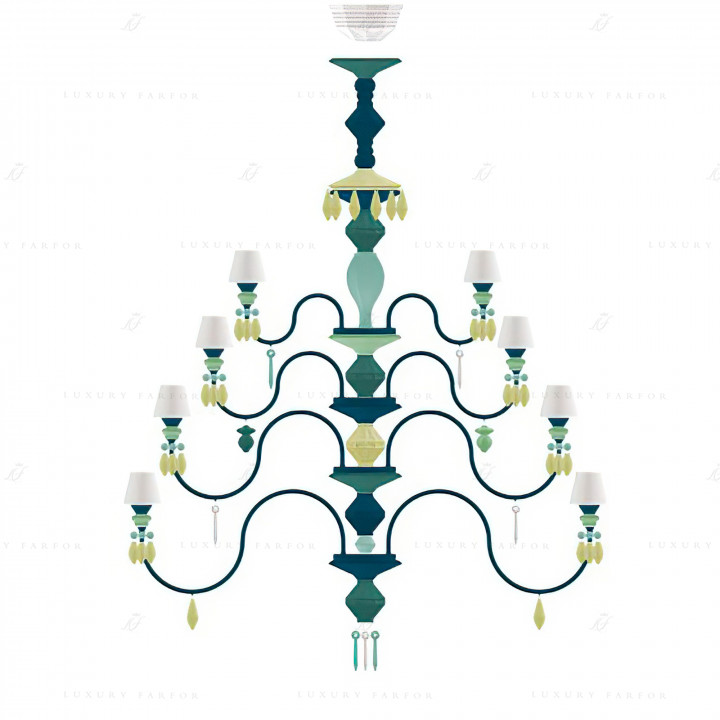 Люстра на 56 свечей (зеленый / белый) 175 х 110см коллекции Belle de Nuit бренда Lladro