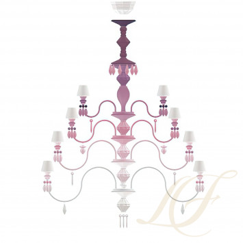 Люстра на 56 свечей (розовый / белый) 175 х 110см коллекции Belle de Nuit бренда Lladro
