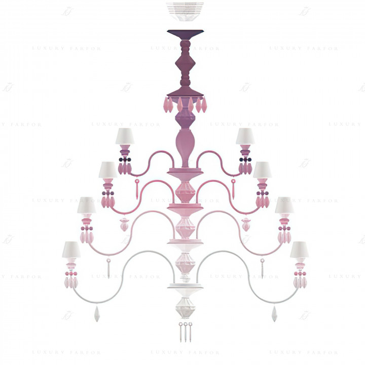 Люстра на 56 свечей (розовый / белый) 175 х 110см коллекции Belle de Nuit бренда Lladro