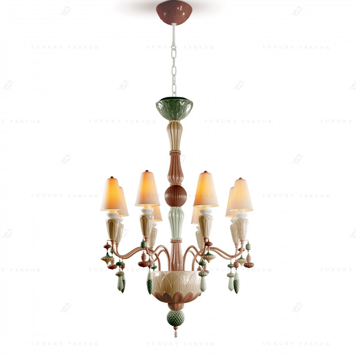 Люстра на 8 свечей (розовый / зеленый) 123 х 70см коллекции Ivy & Seed бренда Lladro