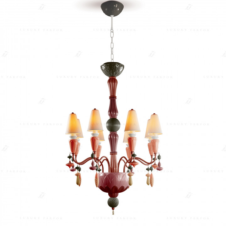 Люстра на 8 свечей (красный / коралловый) 123 х 70см коллекции Ivy & Seed бренда Lladro