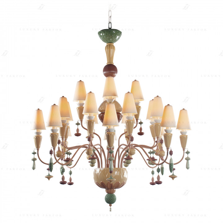 Люстра на 20 свечей (розовый / зеленый) 138 х 115см коллекции Ivy & Seed бренда Lladro