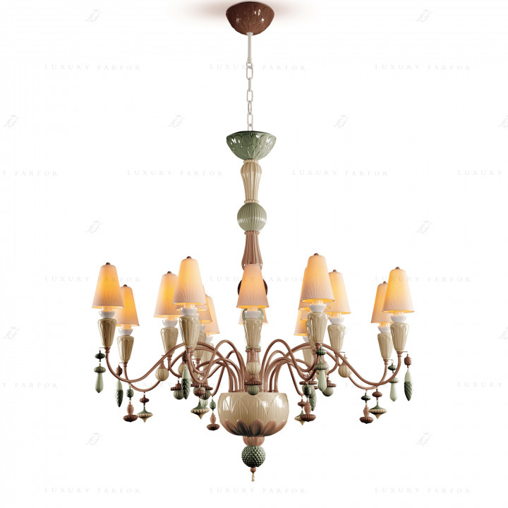 Люстра на 16 свечей (розовый / зеленый) 133 х 115см коллекции Ivy & Seed бренда Lladro