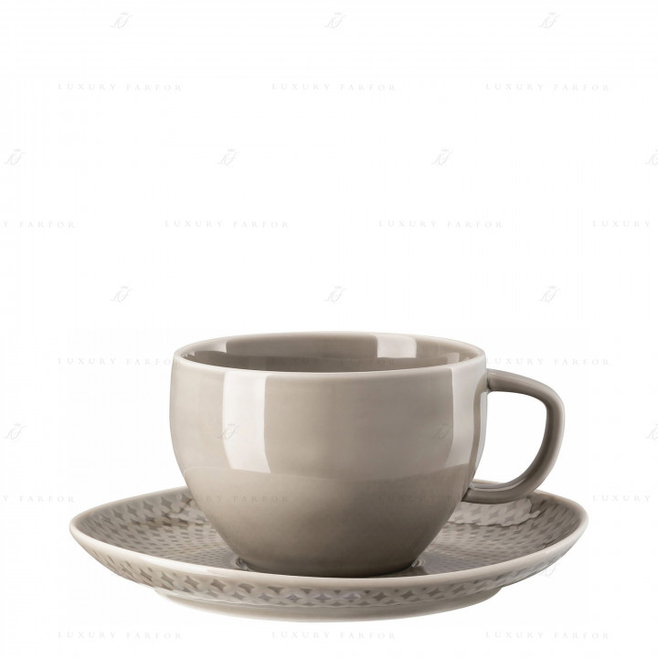 Чашка Café au Lait с блюдцем 0,40л коллекции Junto Pearl Grey бренда Rosenthal