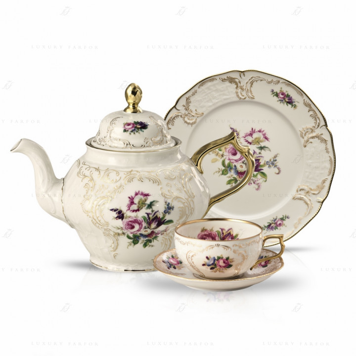 Чайный сервиз на 6 персон, 21 предмет коллекции Sanssouci Elfenbein Diplomat бренда Rosenthal