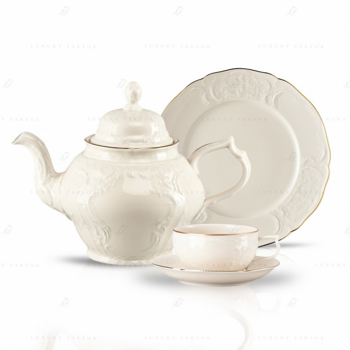 Столовый сервиз на 6 персон, 21 предмет коллекции Sanssouci Elfenbein Gold бренда Rosenthal