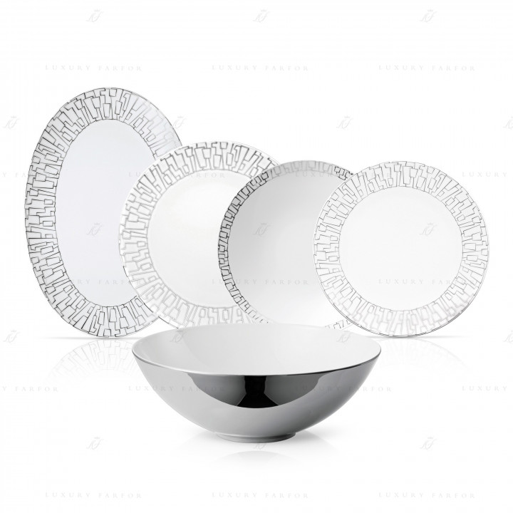 Столовый сервиз на 6 персон коллекции TAC Skin Platin бренда Rosenthal