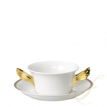 Чаша суповая с блюдцем 0,30л коллекции Medaillon Meandre D'or бренда Rosenthal Versace