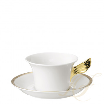 Чашка чайная с блюдцем 0,22л коллекции Medaillon Meandre D'or бренда Rosenthal Versace