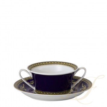 Чаша суповая с блюдцем 0,30л коллекции Medusa blue бренда Rosenthal Versace